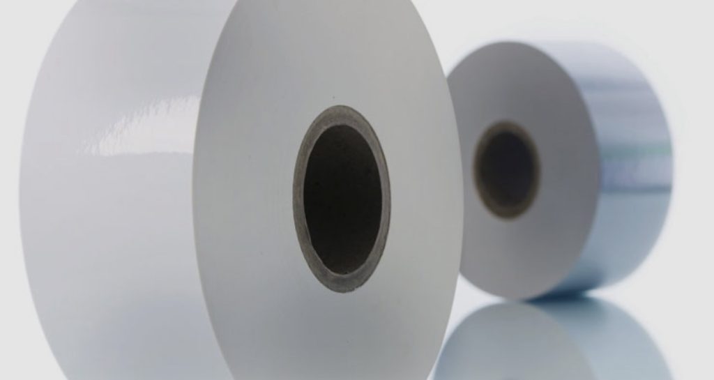 Rolls of shiny paper